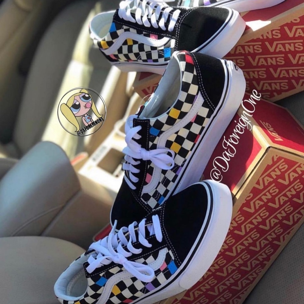 Custom Rainbow Checkered Old Skool Vans